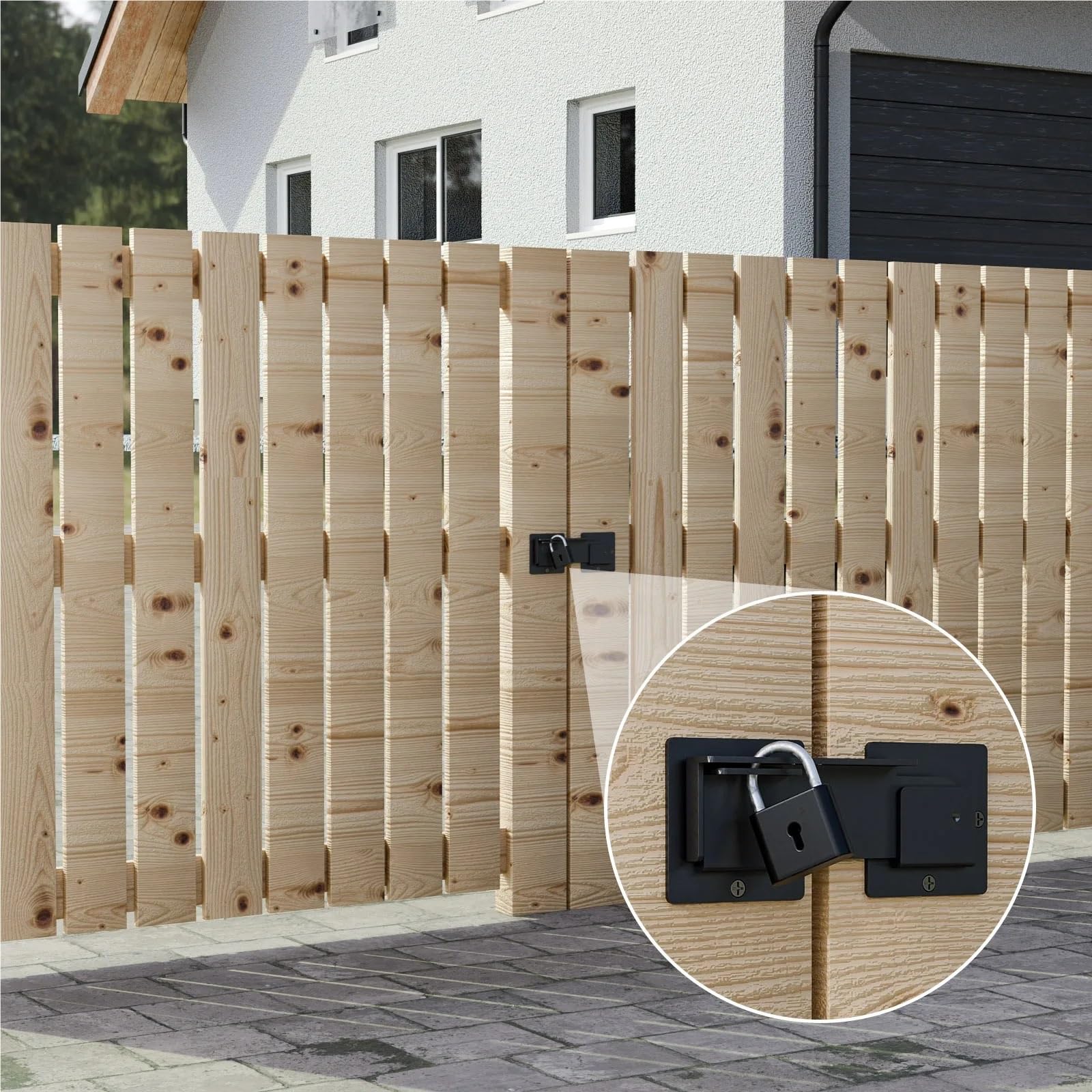Pestillo negro for puerta de valla, cerradura for jardín y patio con candado, 2 uds Para Cocina Baño