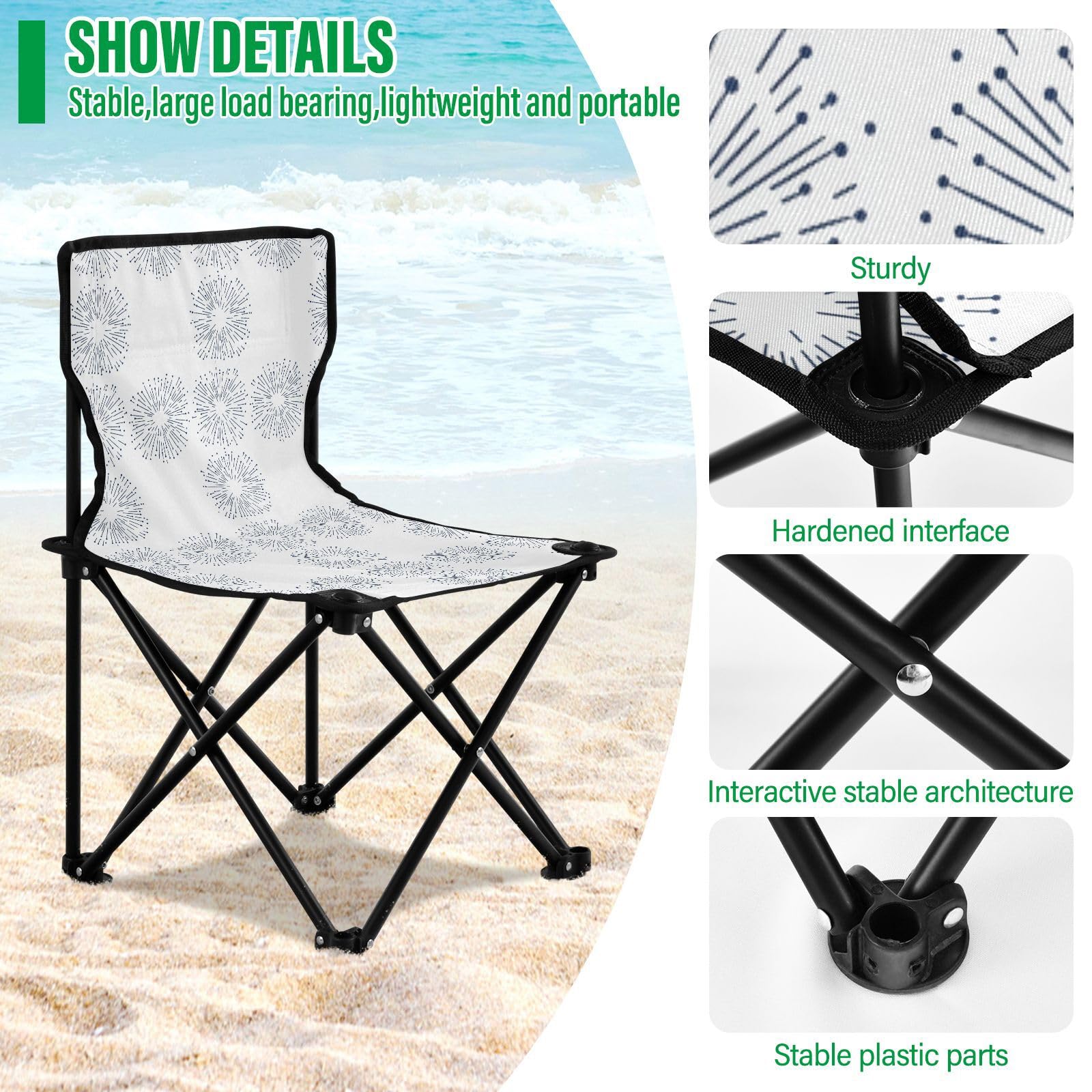 FRODOTGV Rays Ocean White Packable krzesło kempingowe lekkie krzesła plażowe torba do przenoszenia w zestawie krzesło wędkarskie do łowienia pod lodem wędkarstwo podlodowe wędkarstwo podlodowe