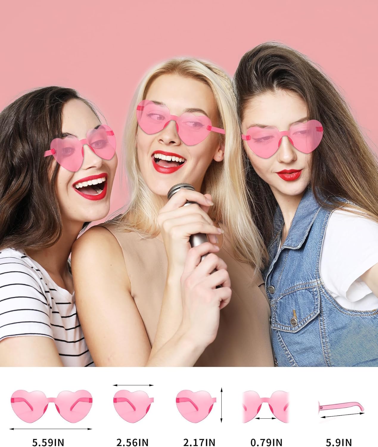 80 Pairs Heart Sunglasses for Women Bulk Transparent Pink Heart Shaped Sunglasses Bachelorette Party Glasses Fun Glasses for Party Favor to Add A Splash of Fun And Style - Image 2
