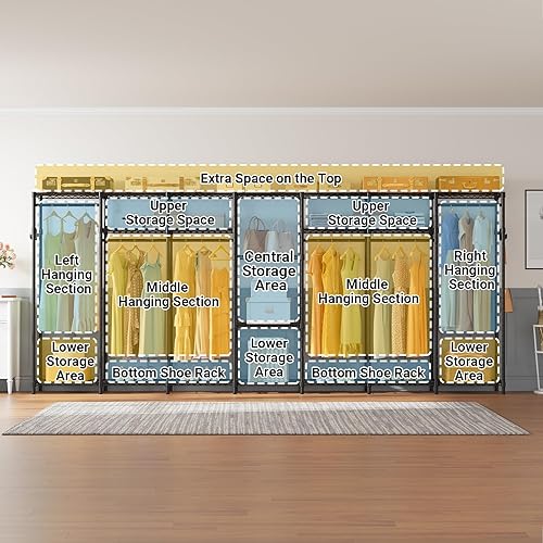 Miniatura 4 de VIPEK V70 - Perchero extra grande para ropa resistente, portátil, armario grande para dormitorio, almacenamiento en armario, organizador de ropa de