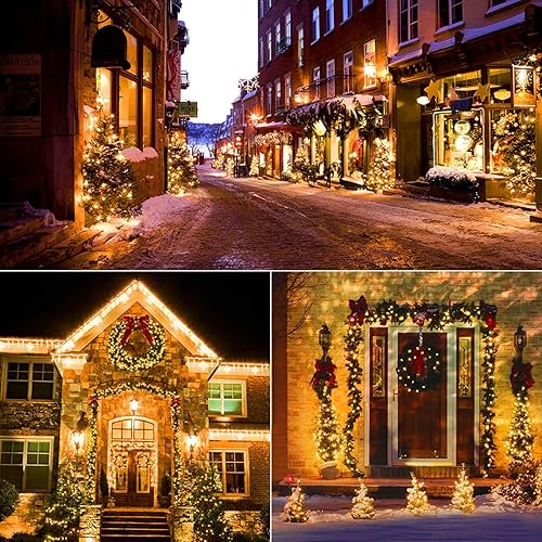 Miniatura 7 de BrizLabs 300 luces de Navidad transparentes conectables de 69.6 pies, luces incandescentes de Navidad blancas cálidas, mini luces de Navidad con