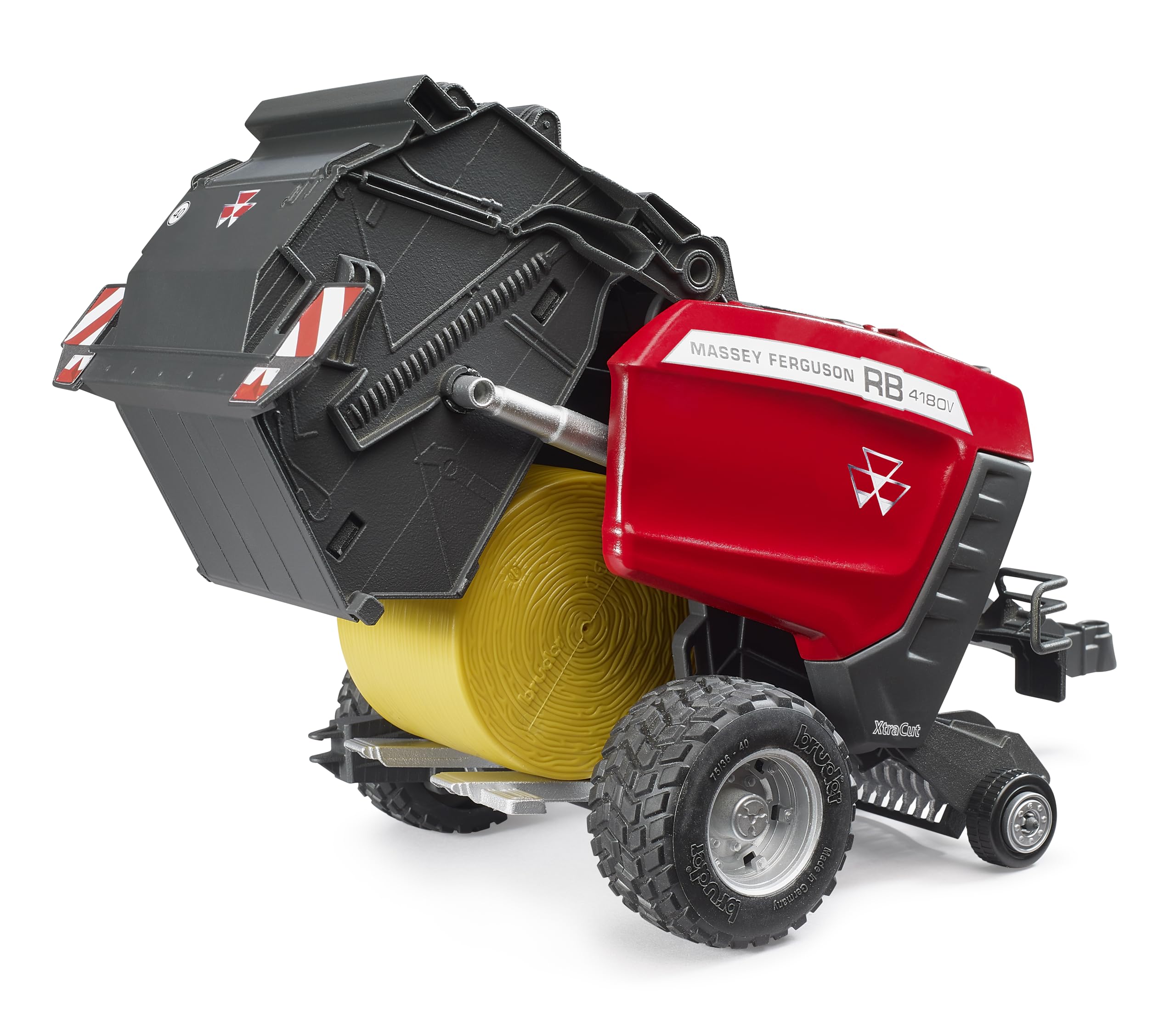 bruder 02039 - Massey Ferguson pressa per balle rotonde RB 4180 V - pressa per balle, mietitrice, fattoria, trattore, balle di paglia