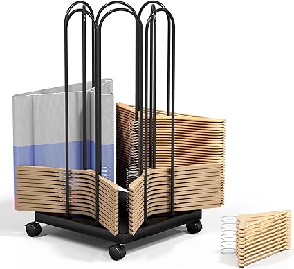 AIWFL 4 Side Storage Hanger Stacker Cart, Hanger Organizer Stacker with 4 Wheels, Clothes Hangers Storage Rack, 4 in 1 Rack Stand for Laundry Room, Shopping Mall, Specialty Store