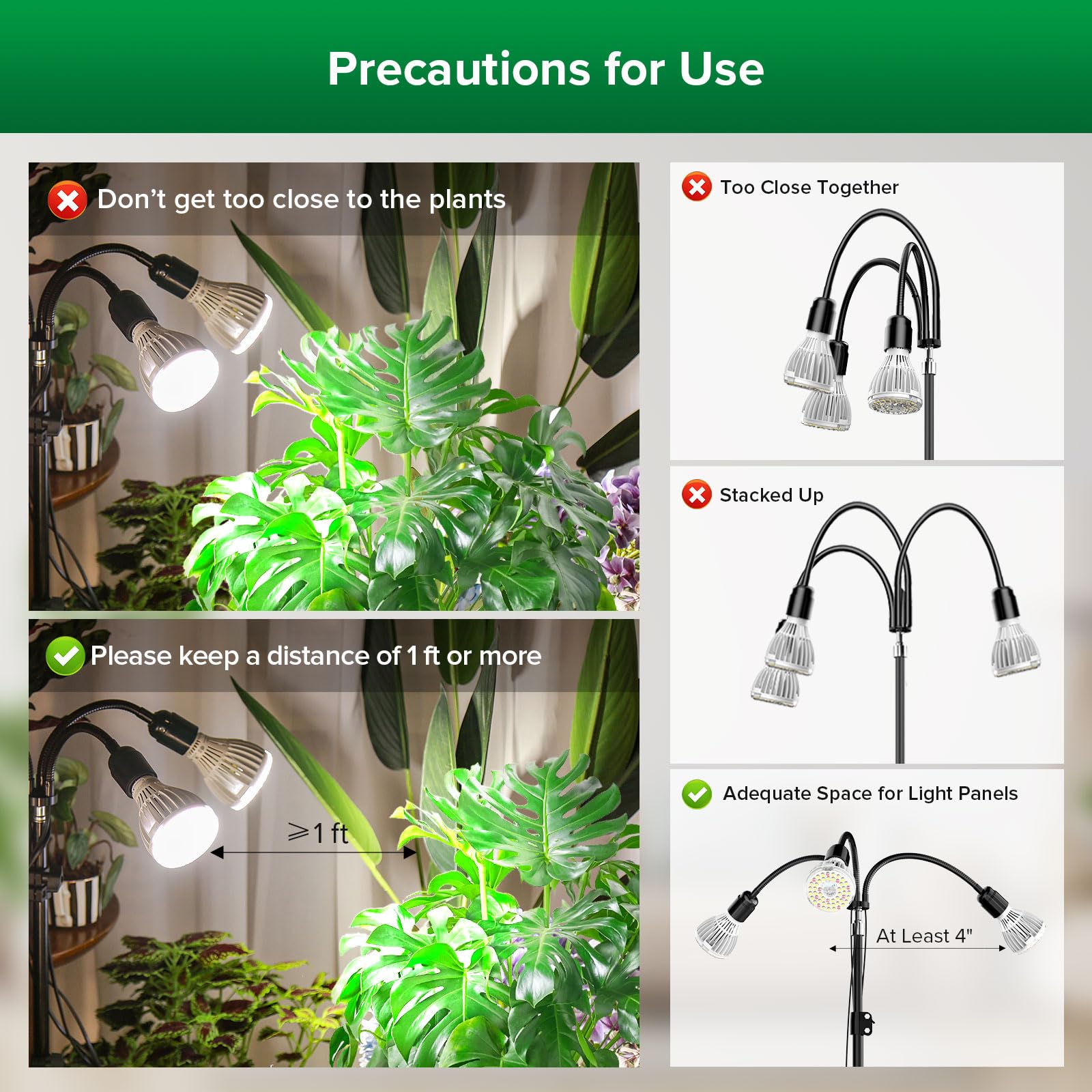 SANSI 90W LED Pflanzenlampe mit verstellbarem Stativständer, 700W Äquivalent Vollspektrum Grow Lampe für Zimmerpflanzen, 360° Schwanenhals mit 3 Ersatzbaren E27 30W Pflanzenlicht für Pflanzenwachstum