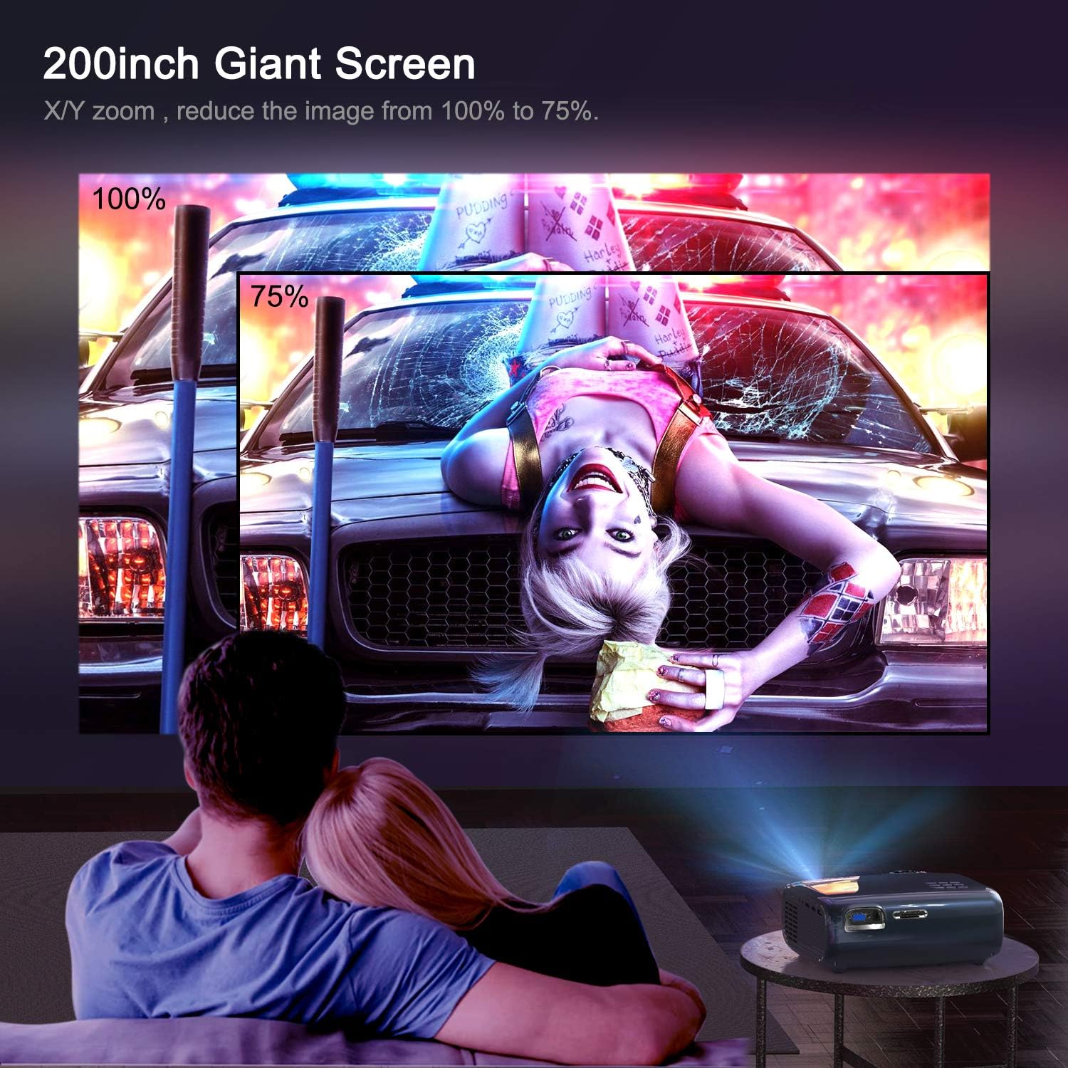 Blасk Frіdау Sаlе 2022 FUJSU Mini Video Projector, Portable Movie Projectors, Full HD 1080P Projector for Home Theater and Outdoor Movie, Compatible with Fire TV Stick, TV Box, PS4, Laptop, Smartphone, VGA, TF, AV