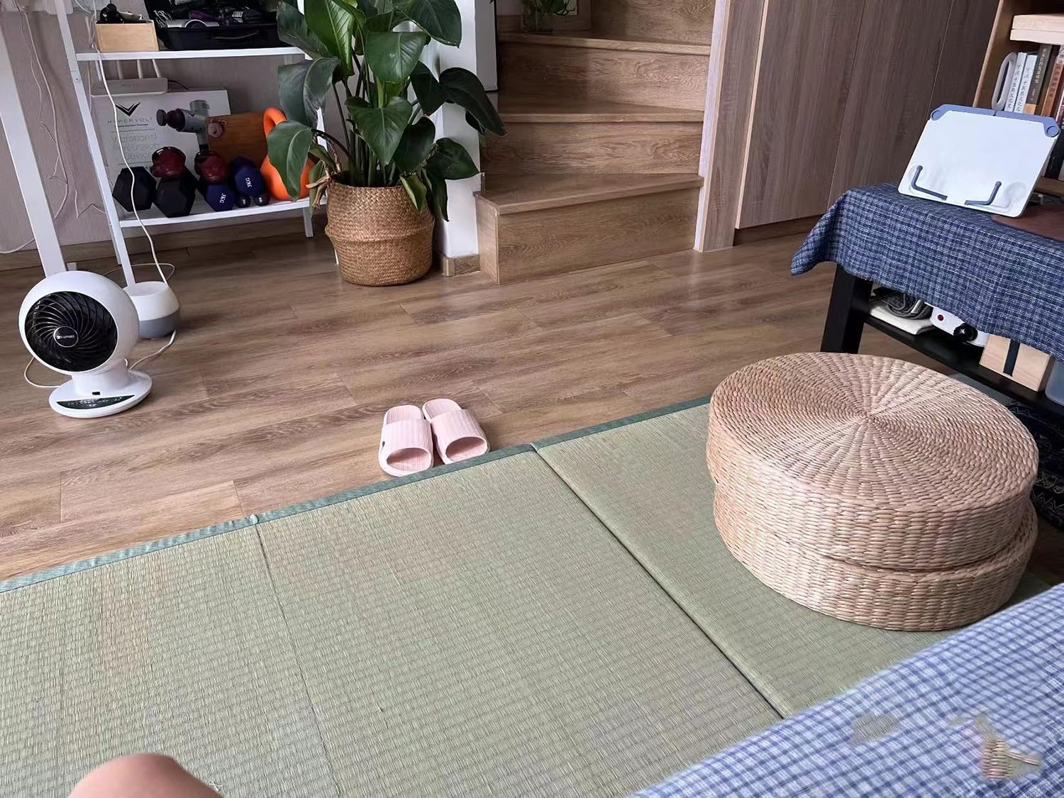 BLUEZY Tradizionale Giapponese Tatami Futon Materasso Tatami Giapponese Futon Pieghevole, Naturale Rush Erba/Piega Facilmente per Dormire sul Pavimento E Mal di Schiena 90 * 200 * 3.5cm