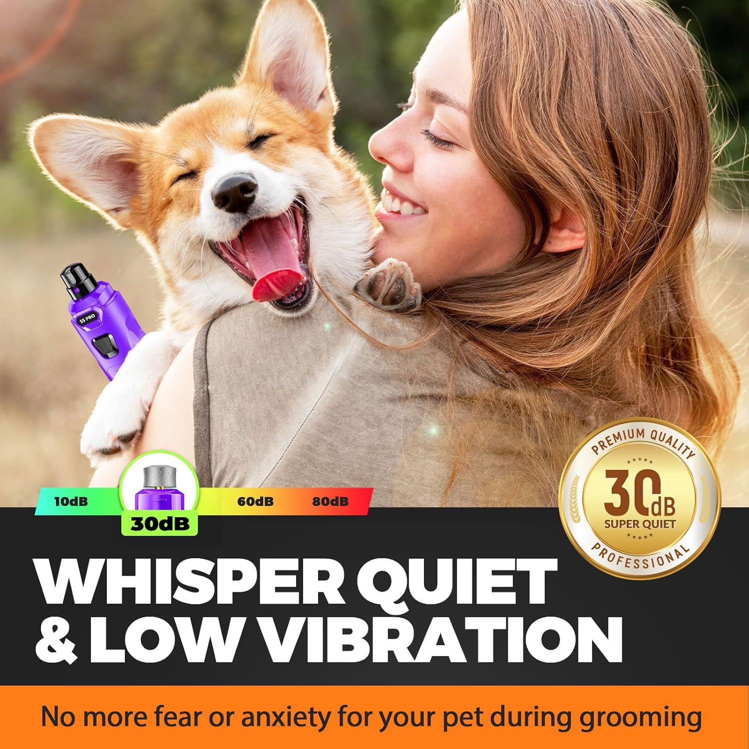 Whisper Quiet Dog Nail Grinder Safe & Stress-Free for Sensitive Dogs Cats view 2