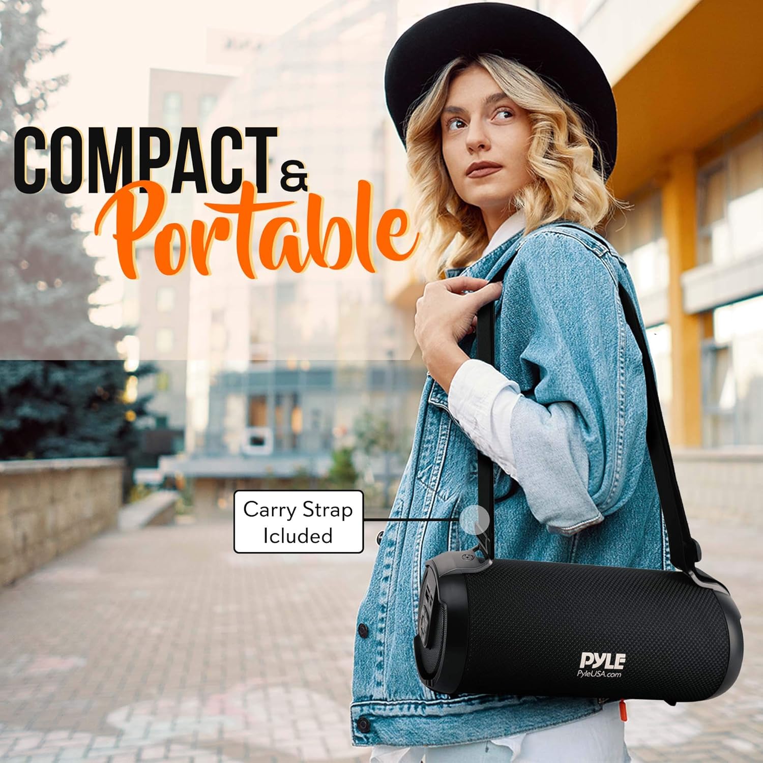 Pyle Wireless Portable Bluetooth Boombox Speaker - 17 Watt Rechargeable Boom Box Speaker Portable Music Barrel Loud Stereo System with AUX Input, MP3/USB/SD Port, Fm Radio, 3" Tweeter PBMSPG2BK,Black - Image 6