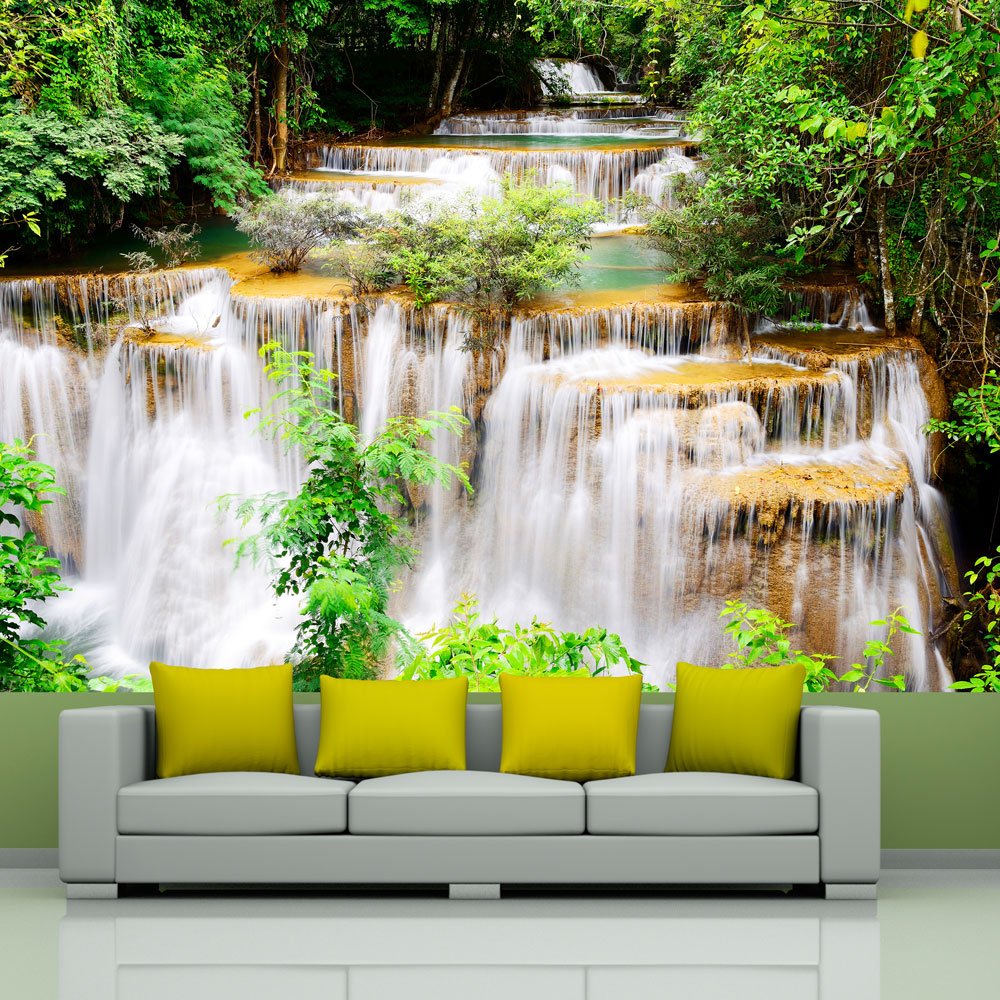 murando Fotomurales Paisaje 350x256 cm XXL Papel pintado tejido no tejido Decoración de Pared decorativos Murales moderna de Diseno Fotográfico Cascada Naturaleza 10110903-46