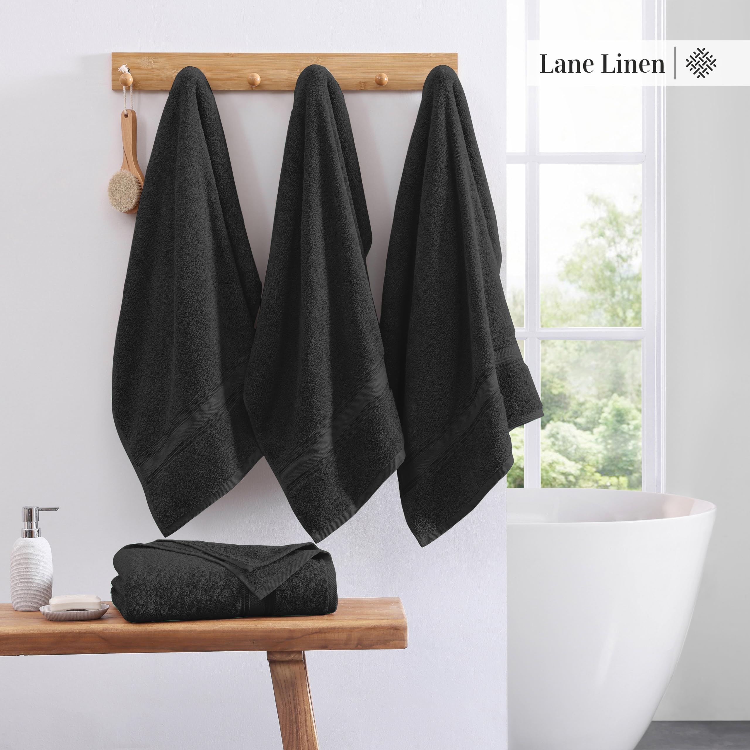 LANE LINEN Toallas de baño grandes, toallas de baño 100% algodón, toallas de baño extragrandes, cero torsión, juego de toallas de baño de 4 piezas, secado rápido, toallas de ducha súper suaves,