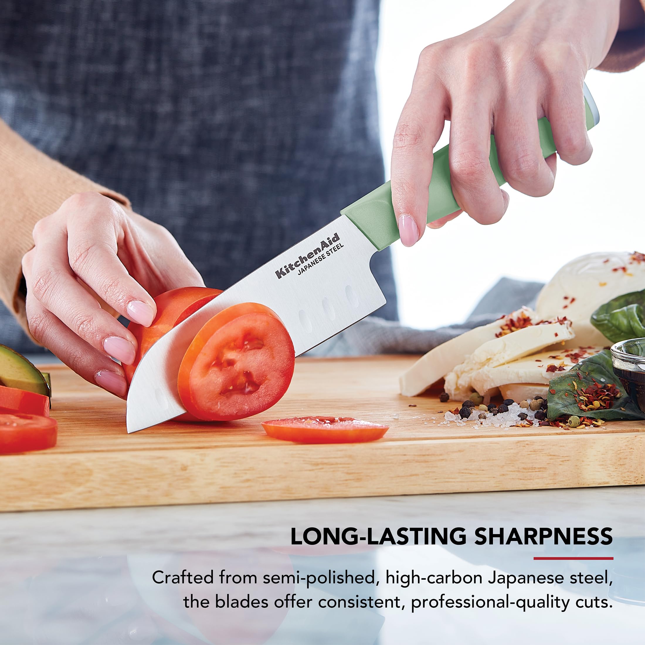 KitchenAid Chef Set with Custom Fit Covers, Sharp Kitchen Knife, Japanese Stainless Steel Blade, 4 Piece, Pistachio — Amazon image 4