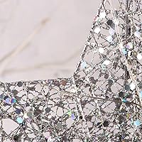 Vista 7 de Luces de estrella para árbol de Navidad, árbol de Navidad con purpurina con luces LED para decoración del hogar, color plateado (plateado 1)