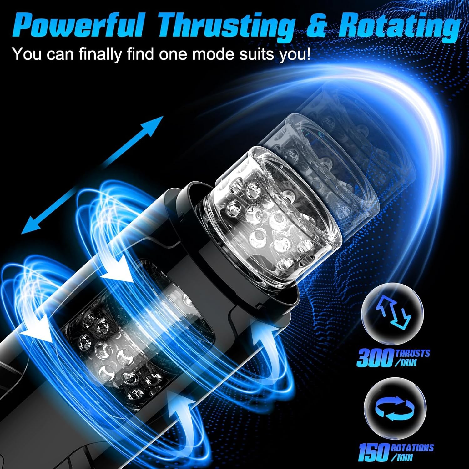 Sex Toys for Men Masturbator, Cafatop AI Sync Automatic Male Masturbators with Thrusting & Rotating, Adult Male Masturbation Stroker Electric Pocket Pussy, Men's Sex Machine Sex Toys with Suction Cup