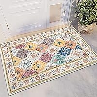 Vista 21 de HEBE - Alfombra de pasillo de 2 x 8 pies, lavable, vintage, envejecida, antideslizante, alfombra de lavandería, alfombra bohemia para pasillos