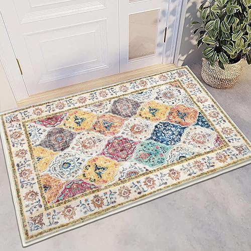 Miniatura 21 de HEBE - Alfombra de pasillo de 2 x 8 pies, lavable, vintage, envejecida, antideslizante, alfombra de lavandería, alfombra bohemia para pasillos