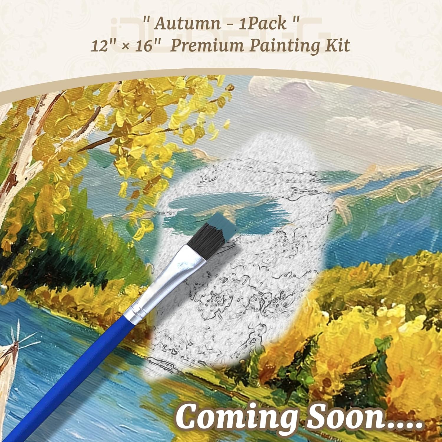 OLDEGG DIY Framed Paint by Numbers for Adults,Autumn Mountain Lake Landscape Themed Paint by Numbers Kit for Adults with Easel,Brushes & Acrylic Paints,Oil Painting Wall Art for Home Decor 12x16inch
