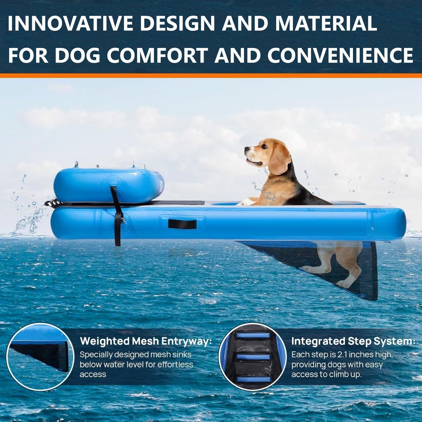 Scaletta portatile per cani con supporto antiscivolo in EVA per un'uscita sicura da barca, piscina, bacino, lago