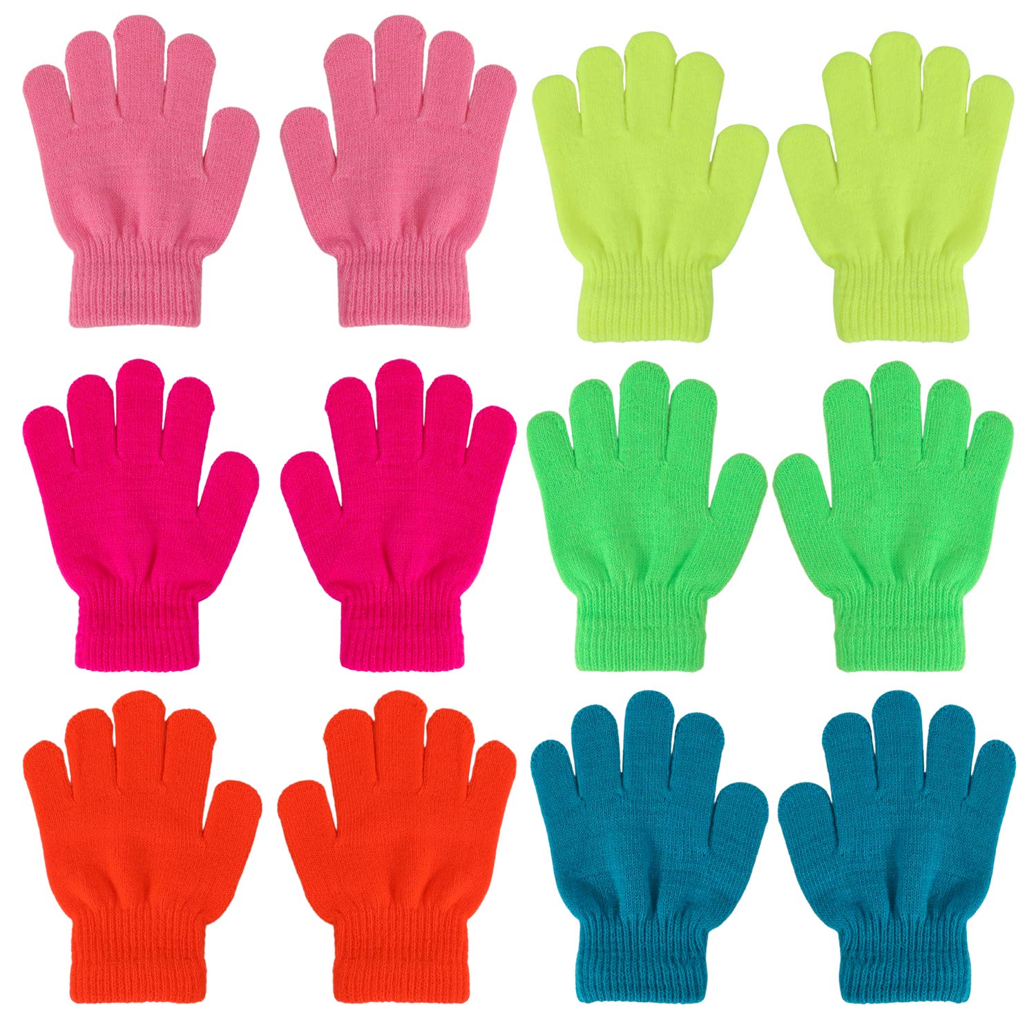 QKURT 6 Pares Guantes de Invierno para Niños,Invierno Guantes Guantes Calientes Guantes de dedos completos para Niños Niñas