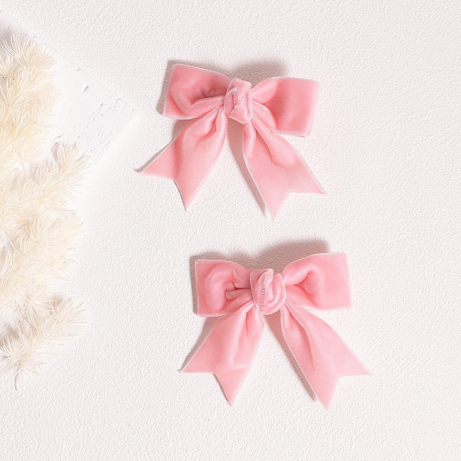 Amazon.com : Velvet Ribbon Bow Hair Clip Pink Valentines Christmas