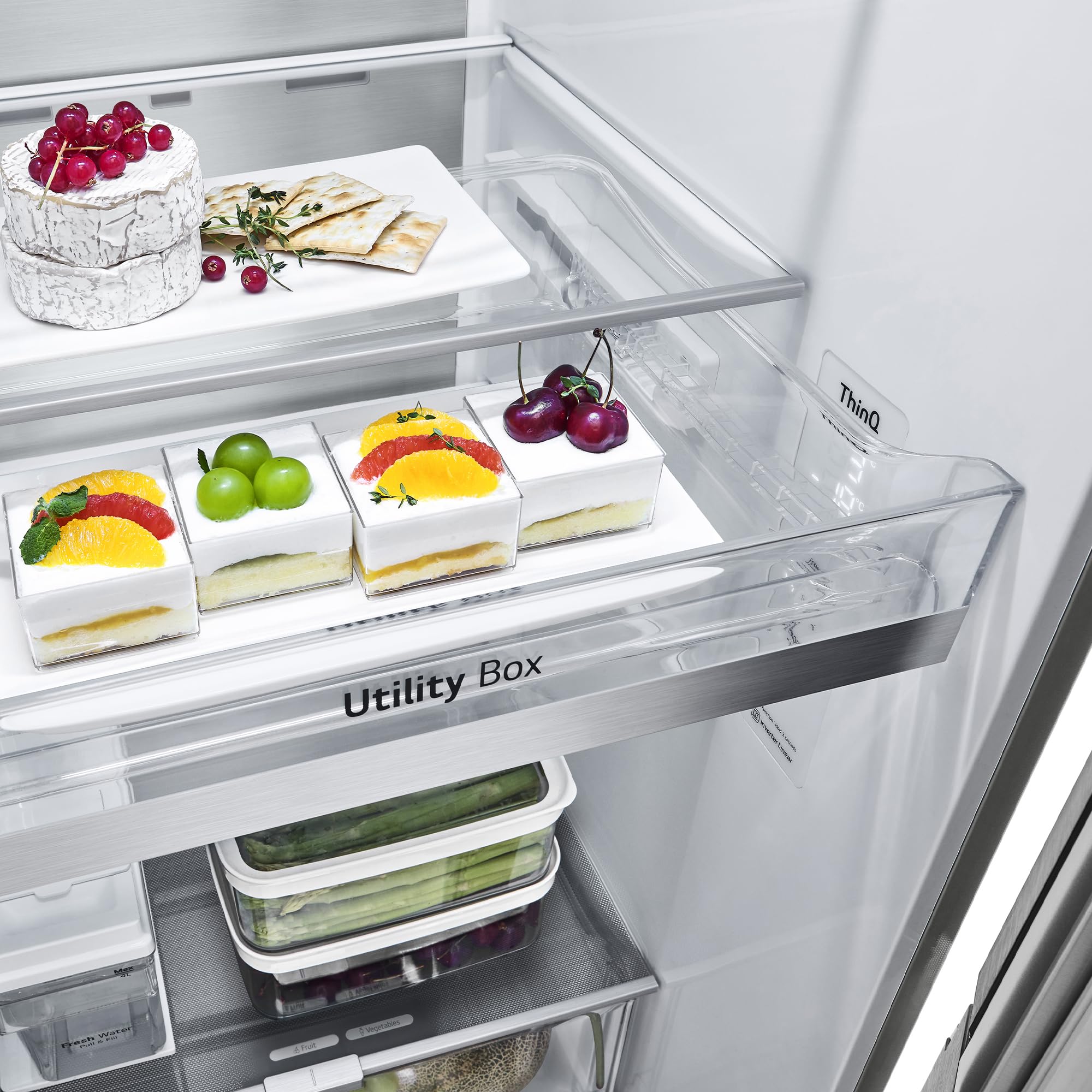 LG GSXV91BSAE - Frigorífico Side By Side, Serie 900, Instaview Door-in-Door, Fresh Balancer, Clasificación E, 635 L, Sin Toma de Agua, Inox Antihuellas