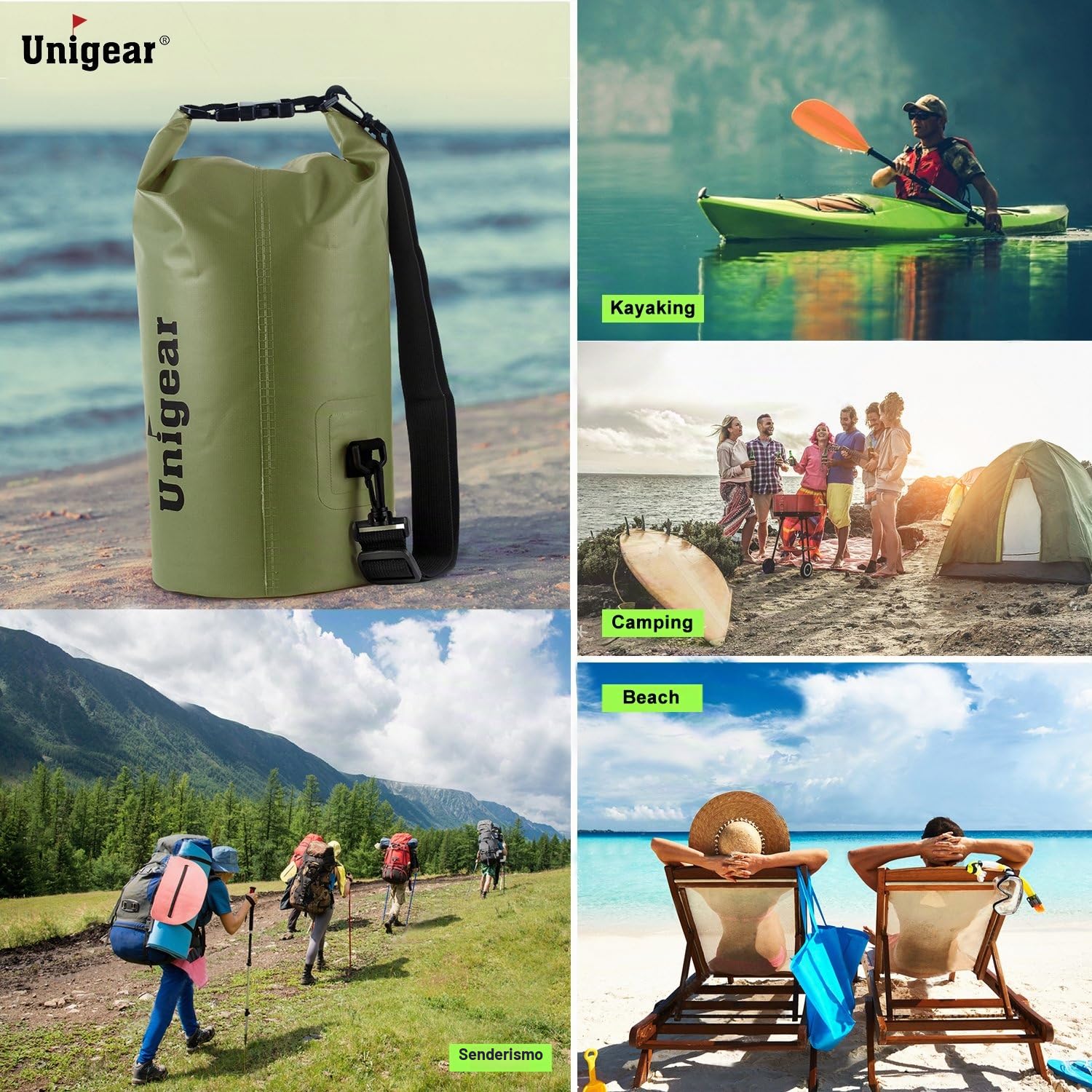 Bolsa Impermeable Unigear 5 L para Barco Kayak Pesca Rafting Camping