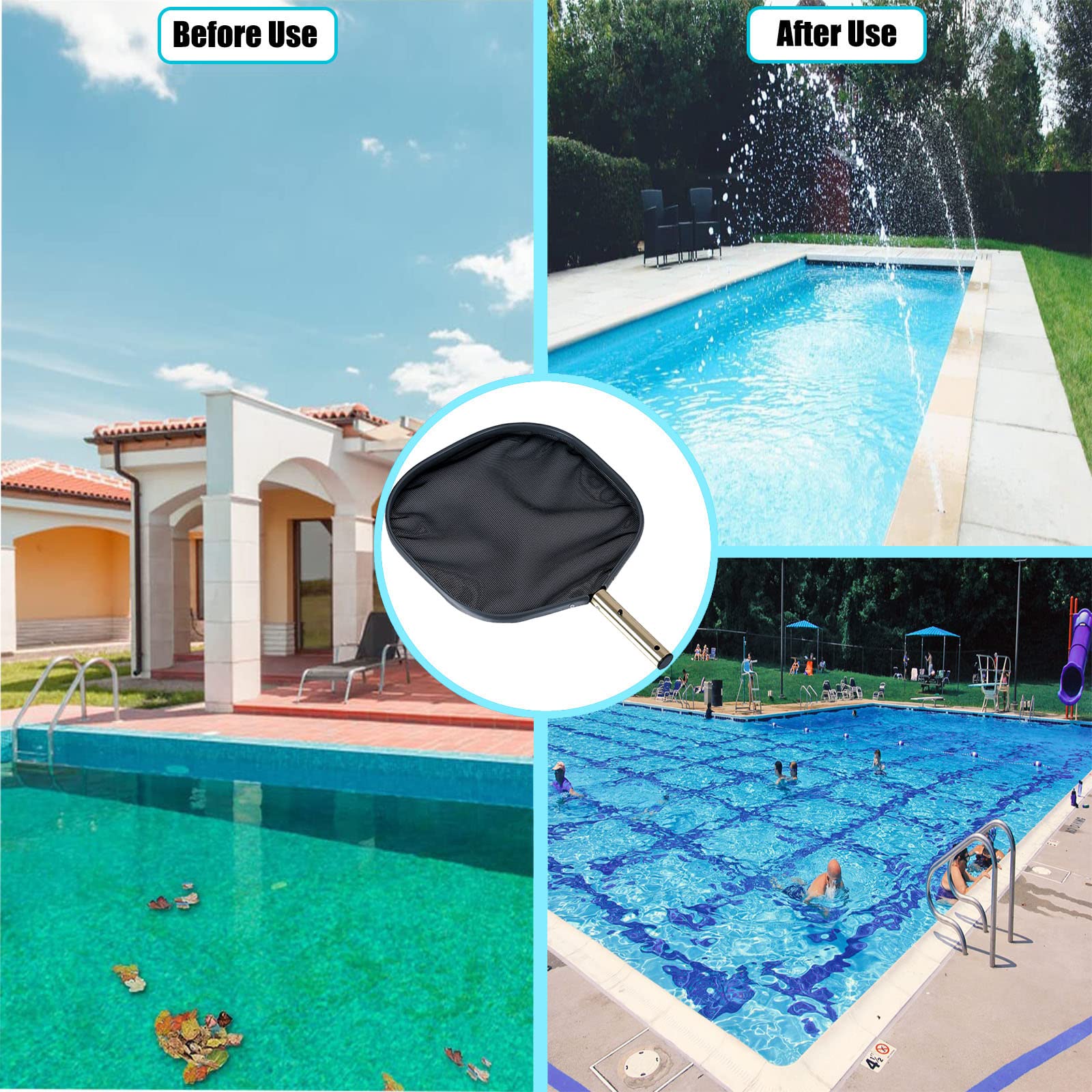 Esta Red recogehojas para Piscinas, rastrillo Profesional para Limpieza de Hojas, rastrillo de Malla Fina con Bolsa Profunda y Marco de plástico Resistente para Limpiar Hojas en Piscinas y e