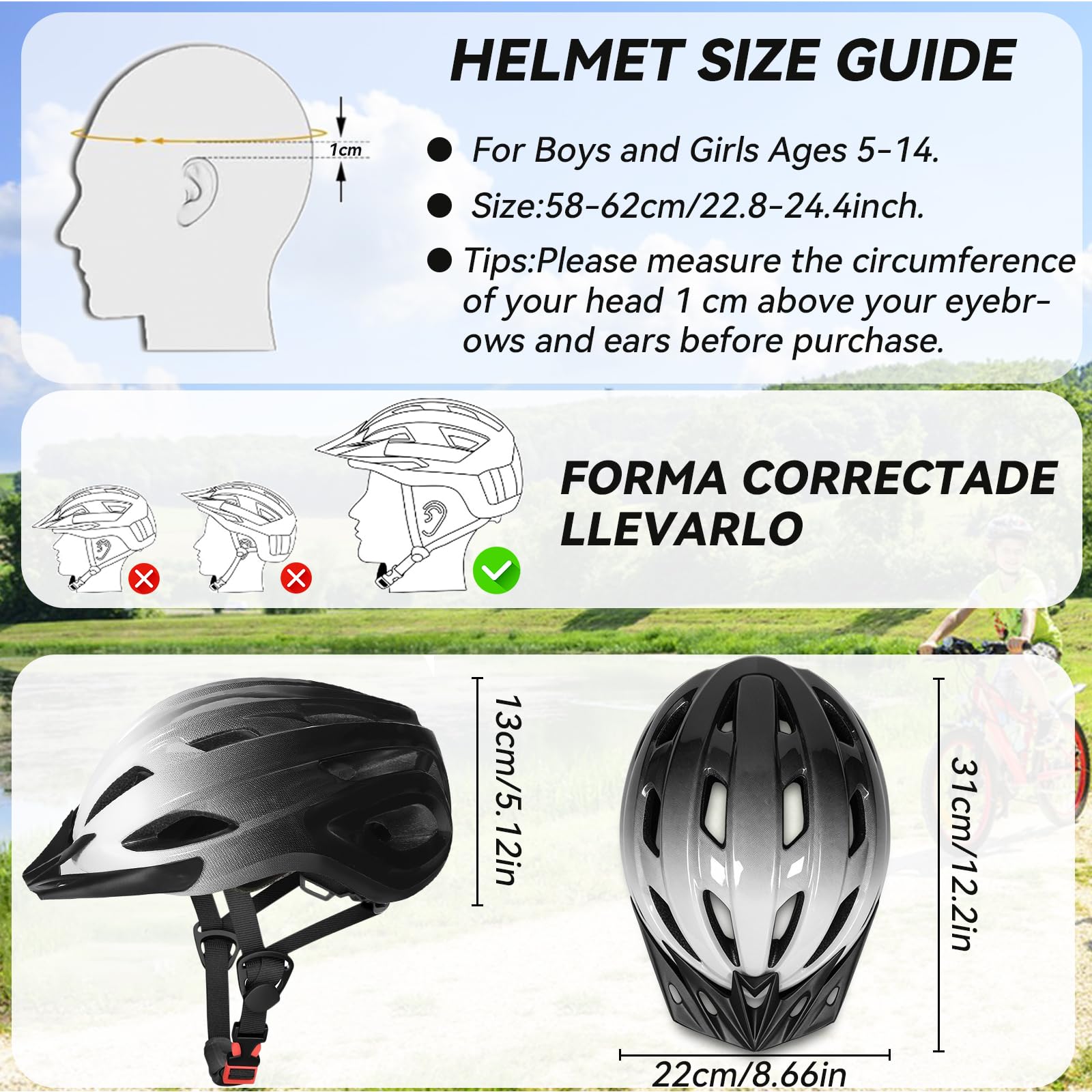 Casco da Bici per Bambini, Casco da Ciclista con Visiera, Regolabile per 3-16 Anni Leggero Traspirante Cascos per Skateboard Pattinaggio Monopattino Sport Estermi
