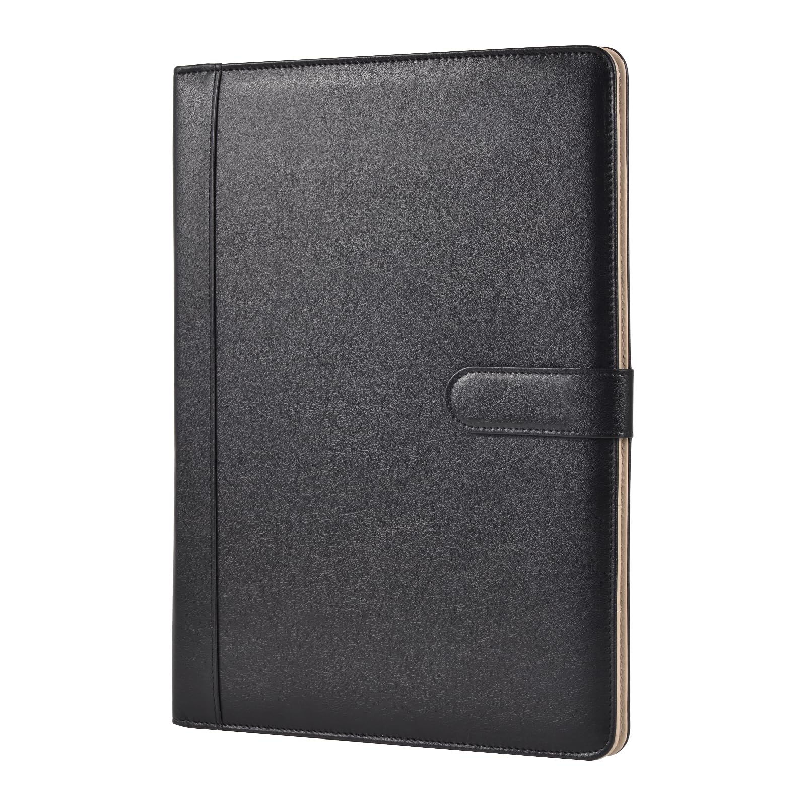 Porte-bloc A4 en cuir synthétique avec bloc-notes A4, organiseur pour téléphone portable, porte-cartes de visite, avec fermeture magnétique, étanche, porte-documents pour bureau, noir