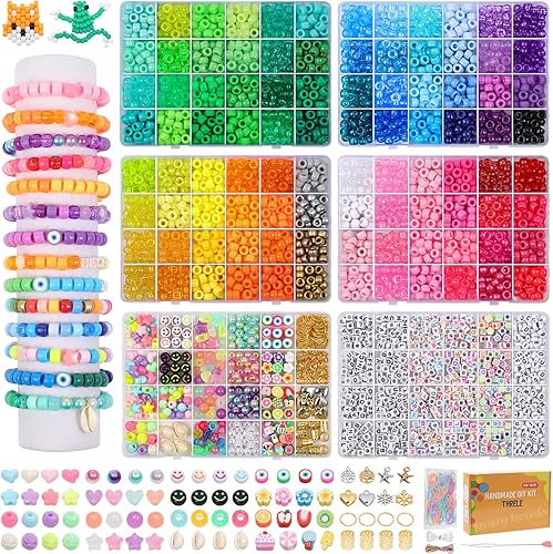 El kit de fabricación de pulseras de la amistad de 4000 piezas incluye 96 colores de cuentas de poni Kandi, cuentas de letras, cuentas de pelo, kit