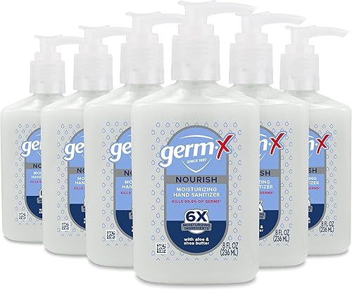 Germ-x Nourish - Desinfectante de manos, fórmula hidratante y desinfectante 2 en 1 con manteca de karité, vitamina E y aloe, no grasoso, aroma