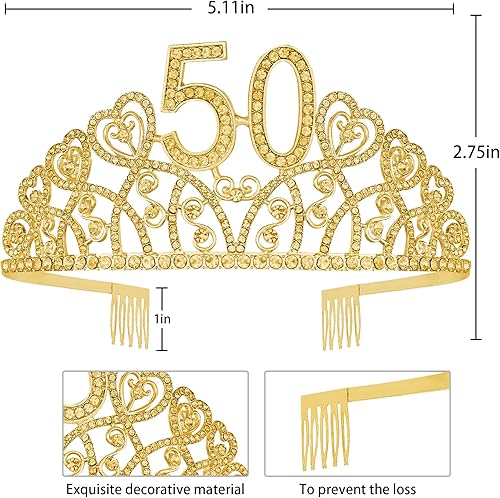 Miniatura 5 de Regalos geniales para cumpleaños 50, regalos geniales para mujer de 50 años, tiara de cumpleaños 50 para mujer, banda y corona de cumpleaños 50,