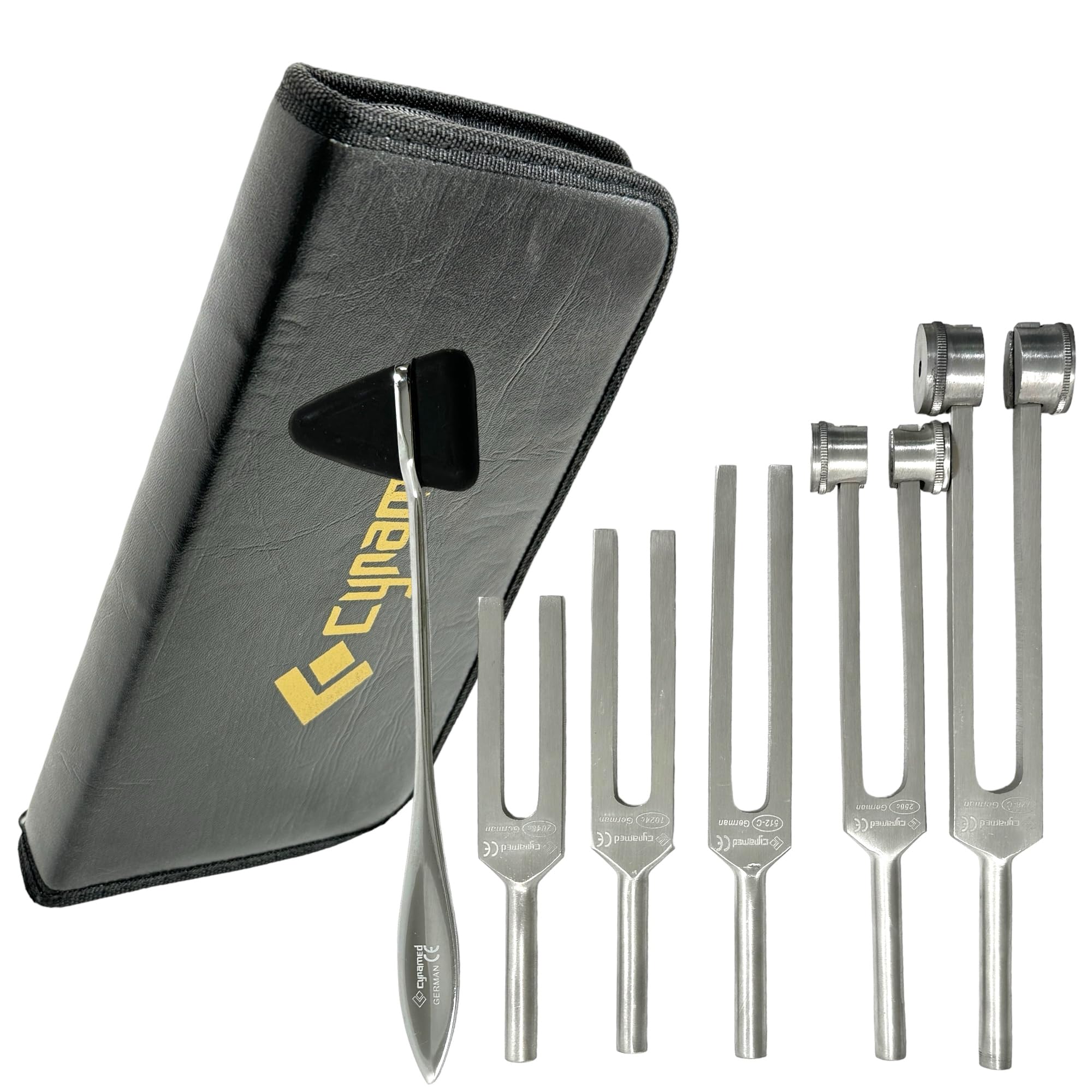 6 Pcs Set of Tuning Fork Aluminum Alloy Sensory Tuning Fork Activator C128 C 512 C256 C1024 C2048 +Reflex Percussion Taylor Hammer-Superior Tuning Fork Set