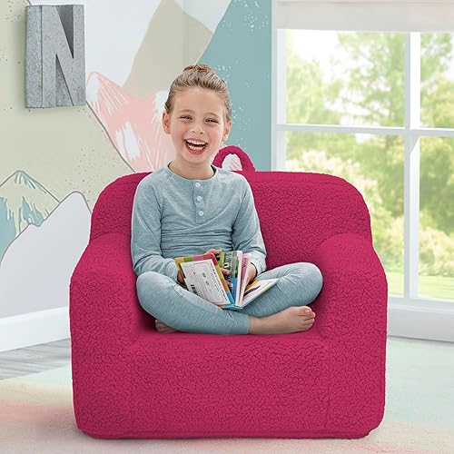 Miniatura 2 de Delta Children Sherpa Cozee Chair - Silla de espuma para niños a partir de 18 meses, color rosa intenso