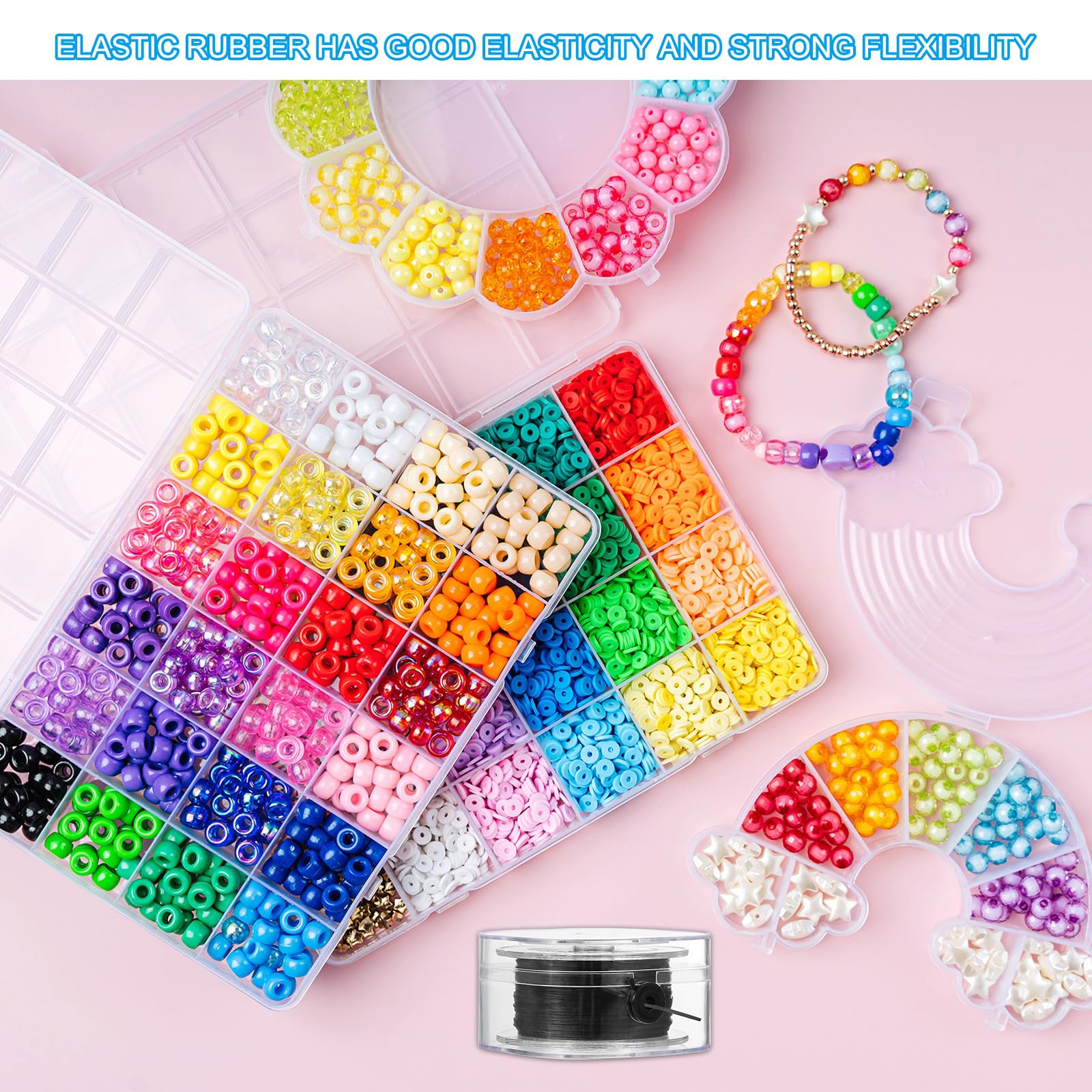 PATIKIL Elastic String for Bracelets 0.8mm x 98-Yard Stretchy Bracelet String Stretch Bead Cord for Seed Beads Jewelry and Bracelets Making - Image 4