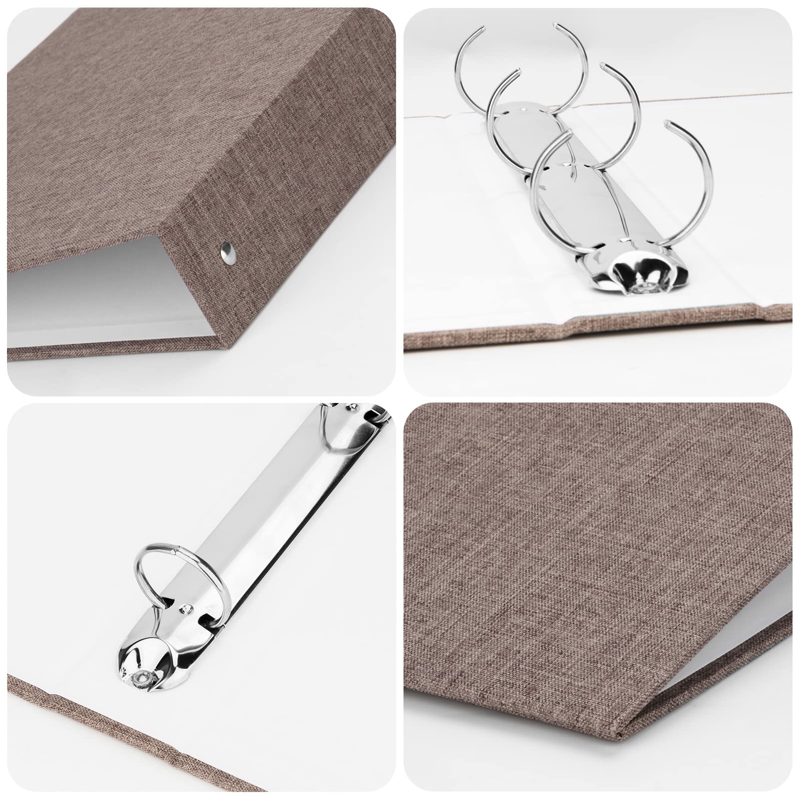Homakover Raccoglitore a 3 anelli, formato A4, con rivestimento in tessuto, rotondo, resistente, per carta formato lettera a 3 fori, organizer decorativo, contiene 200 fogli 21,6 x 27,9 cm, ufficio e
