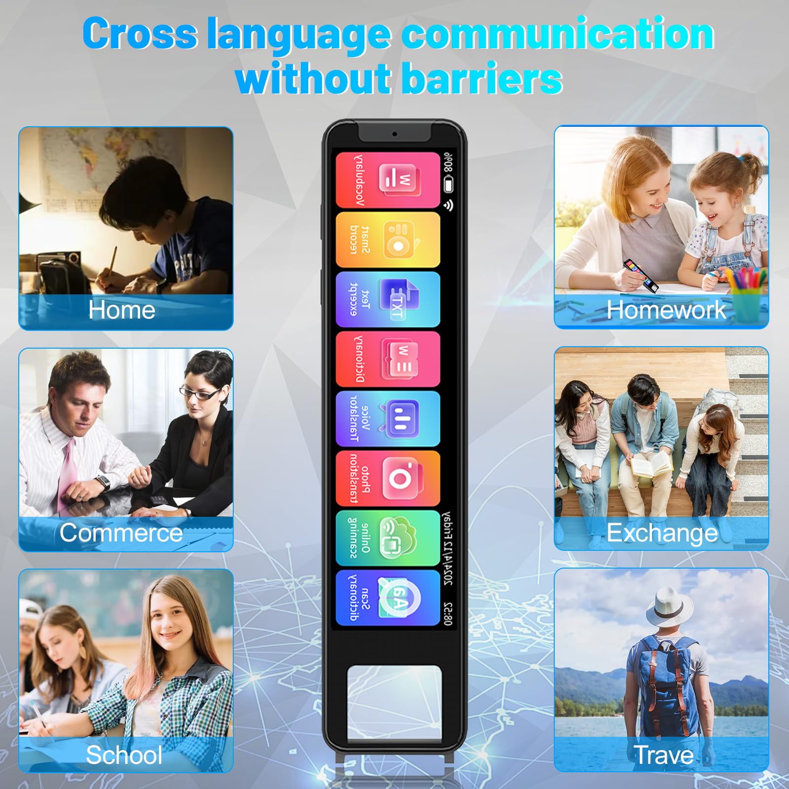 WingFly Bolígrafo Lector Escáner, Bolígrafo Traductor Escáner de 134 Idiomas, Bolígrafo de Lectura Inteligente de 4 Pulgadas para Dislexia, Ancianos, Niños, Estudiantes, Soporta Voz y Escaneo a Texto