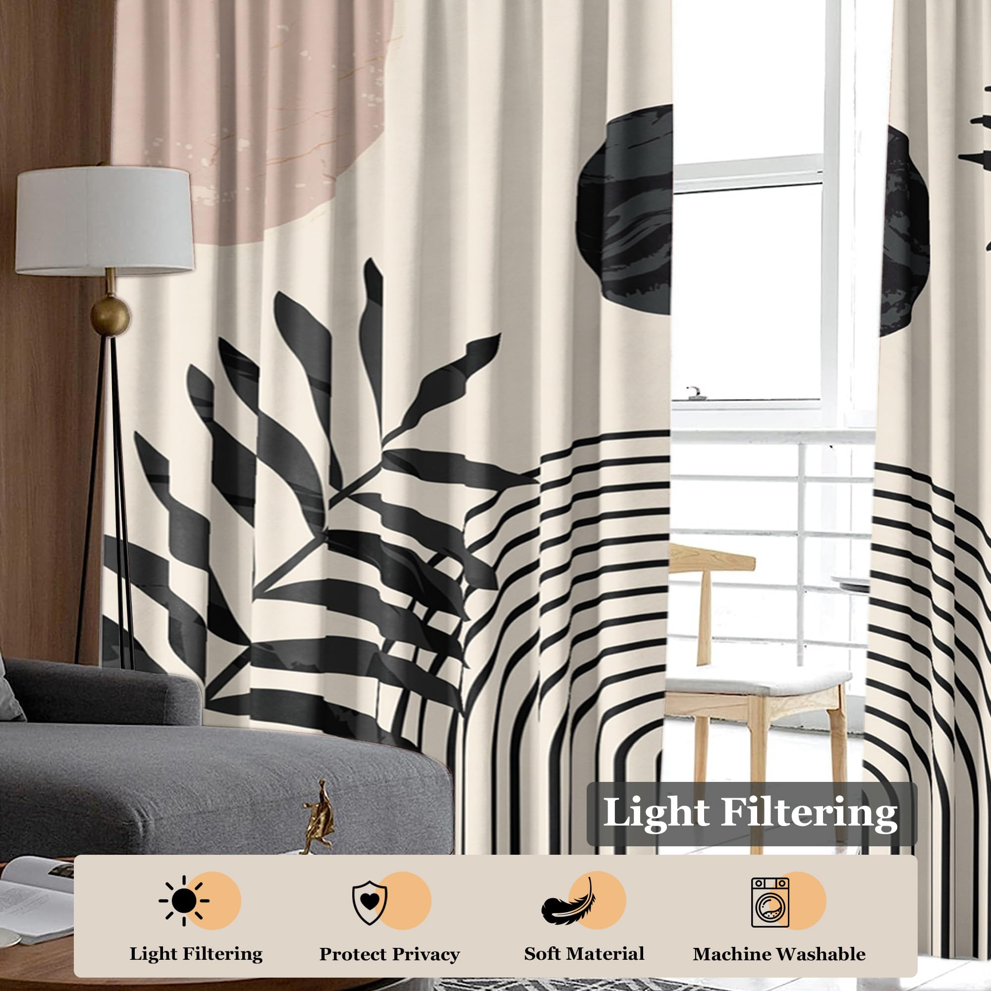 Amazon｜Boho ミッドセンチュリー ブラック&ホワイト リビングルーム