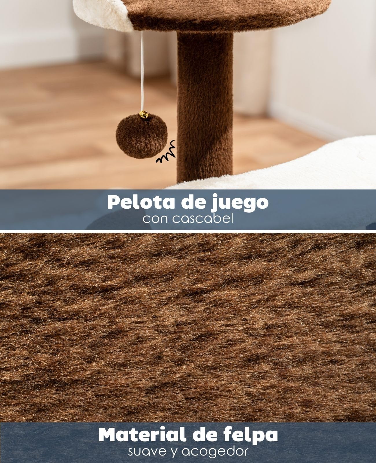 lionto Árbol rascador para Gatos Altura 65 cm, Marrón/Beige