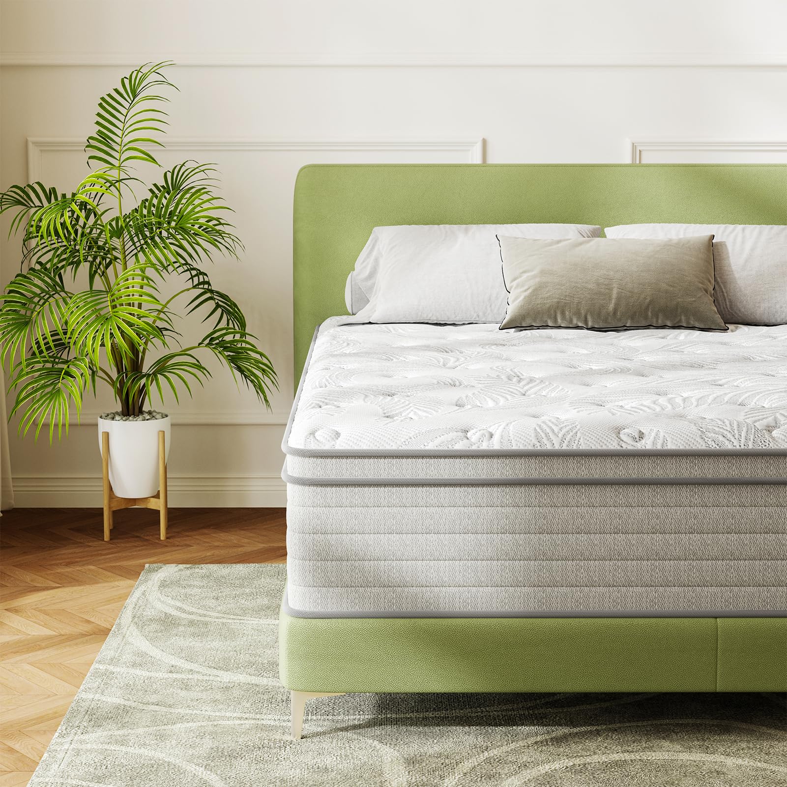 King Size Mattress 14 inch, Hybrid Memory Foam Mattresses in a Box, Individually Pocket Springs for Motion Isolation, King Mattress, Medium Firm,