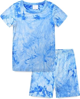 Hikido Toddler Summer Clothes Boys Girls Outfit Soft Rayon Kids Tops Pant Short Sleeve Tie Dye Sets