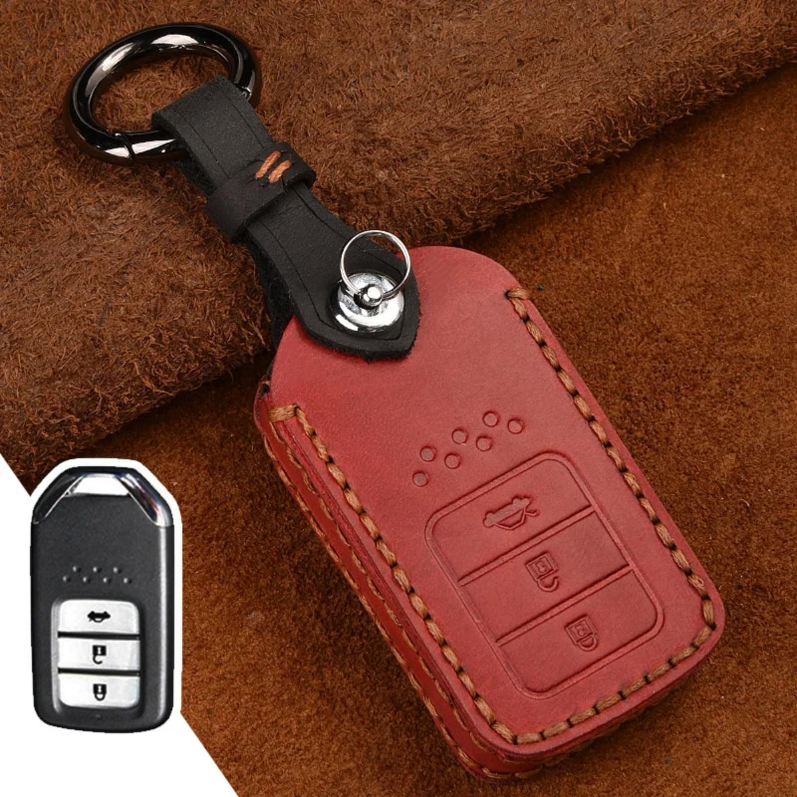 Guscio per chiave intelligente auto, accessorio per telecomando senza chiave, per Honda Vezel City Civic Jazz BRV BR-V HRV (rosso -B)