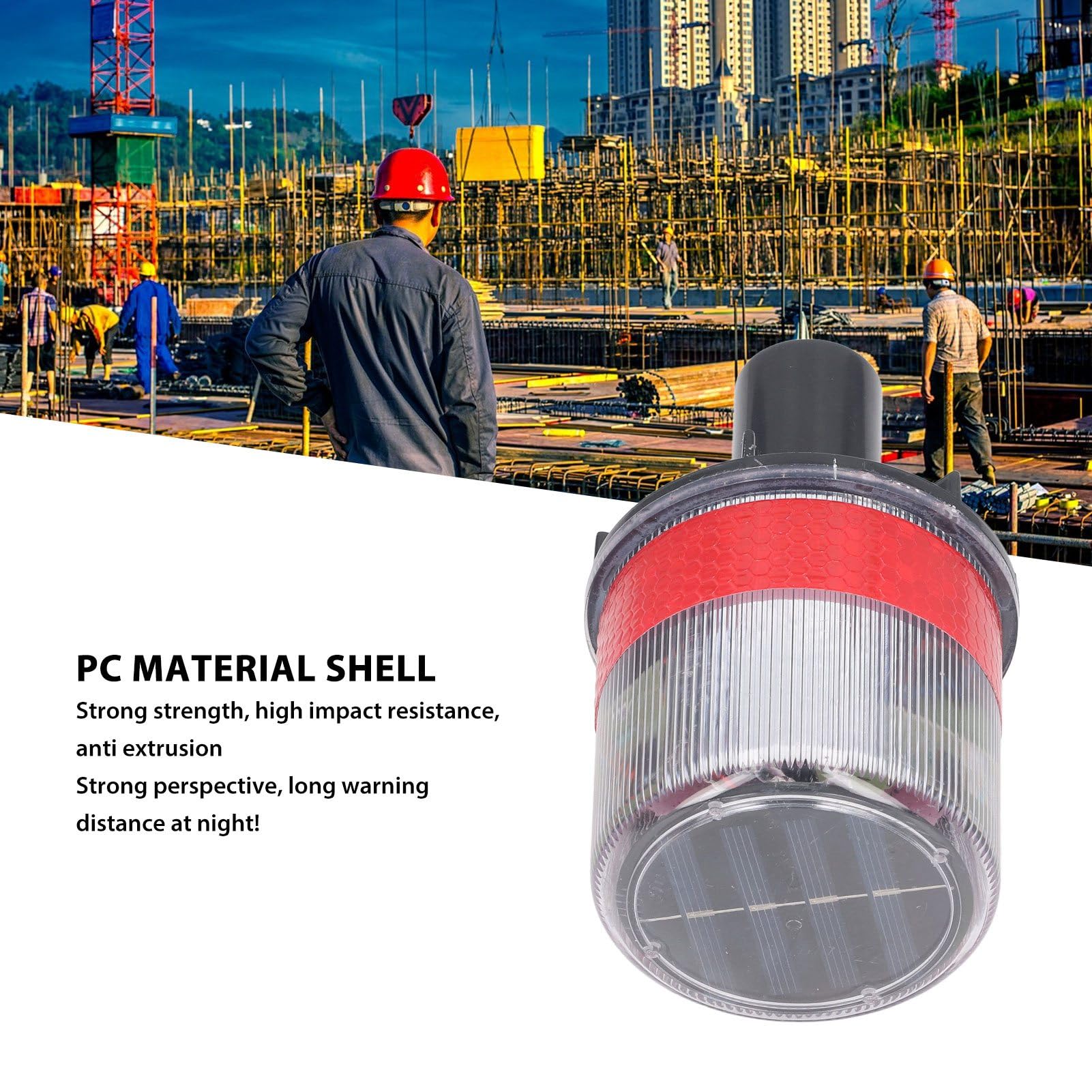 Yuecoom LED Solar Strobe Warning Light, PC Shell Reflective Waterproof Switch Solar Powered LED Strobe, Beacon Warning Light Safety Strobe for Construction Sites