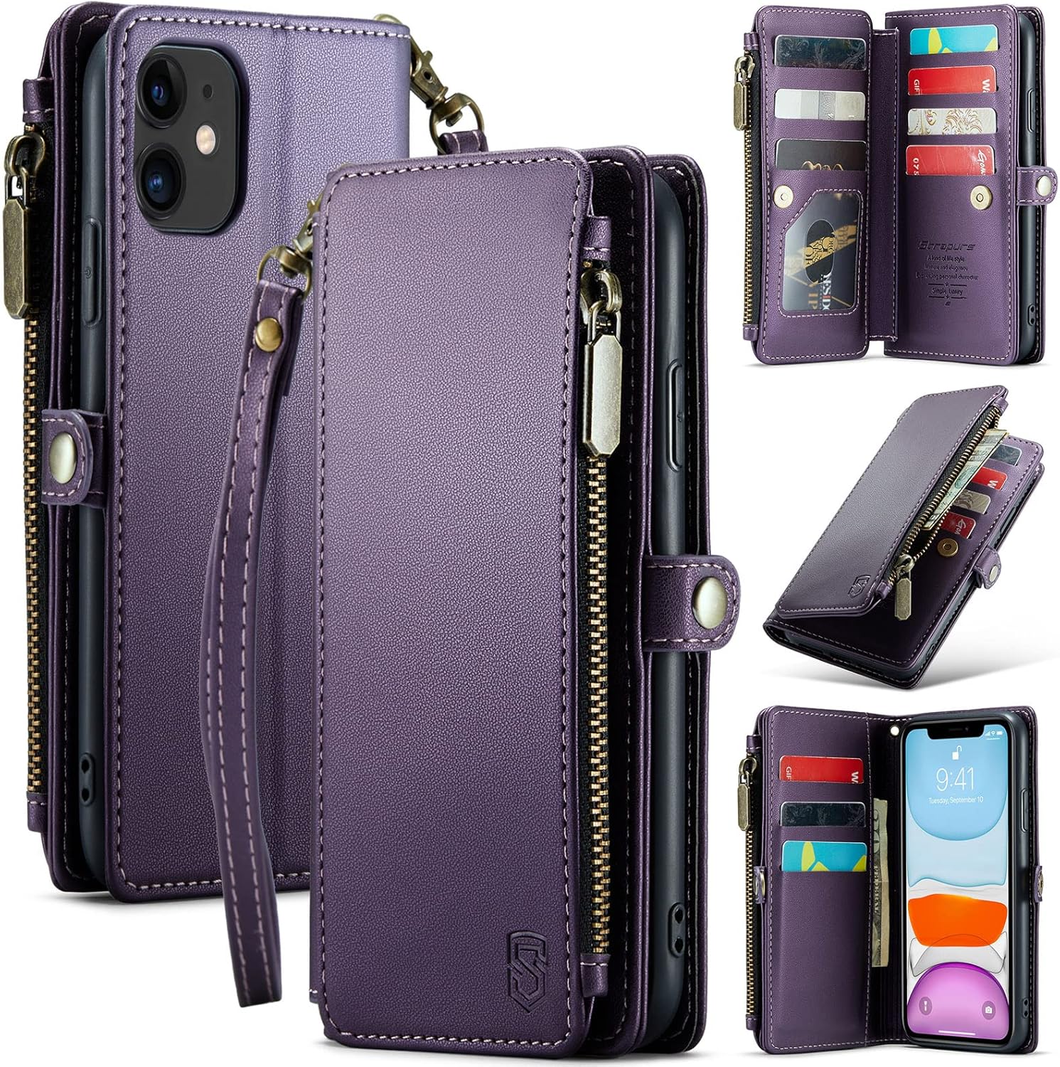 Strapurs Compatible with iPhone 11 Wallet Case with Card