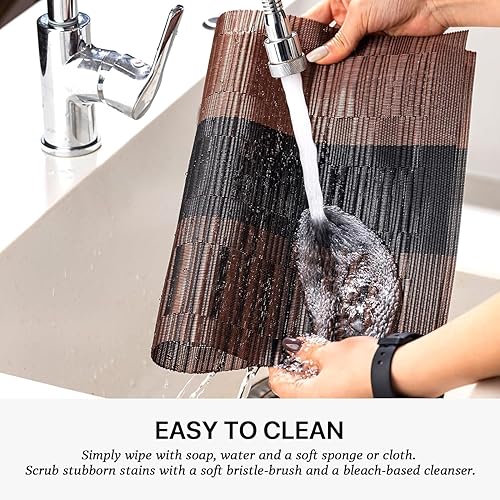 Miniatura 150 de LEXMORE Juego de 6 manteles individuales tejidos de vinilo/plástico para mesa de cocina, interior/exterior, lavables, manteles individuales lavables