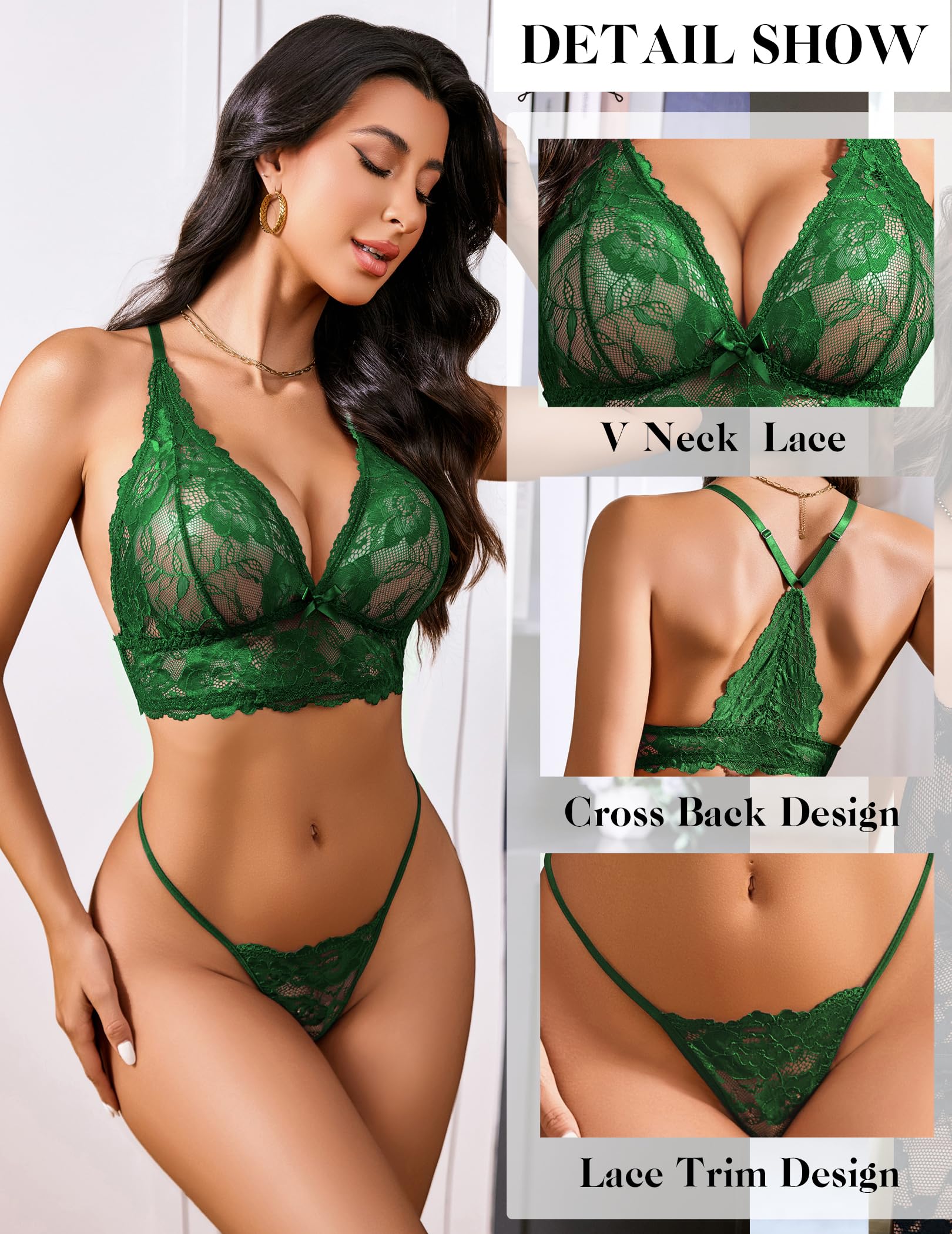 Avidlove Womens Lingerie Set Lace Bralettes Set 2 Piece Bra and Panty Sets Nightwear Outfits S-XXL