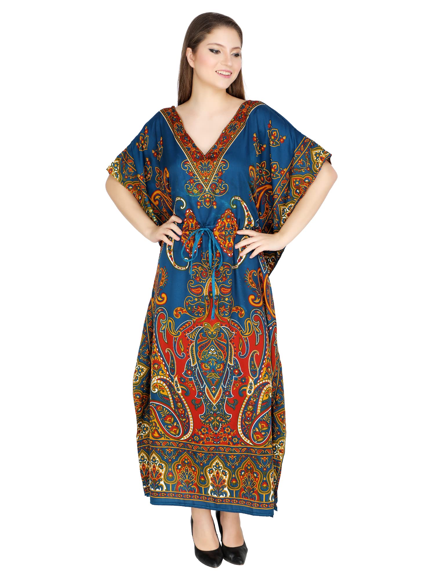 ukal Women Long Kaftan Nightwear Maxi Sleepwear Dress Nightgown (Free Size)-picture-16