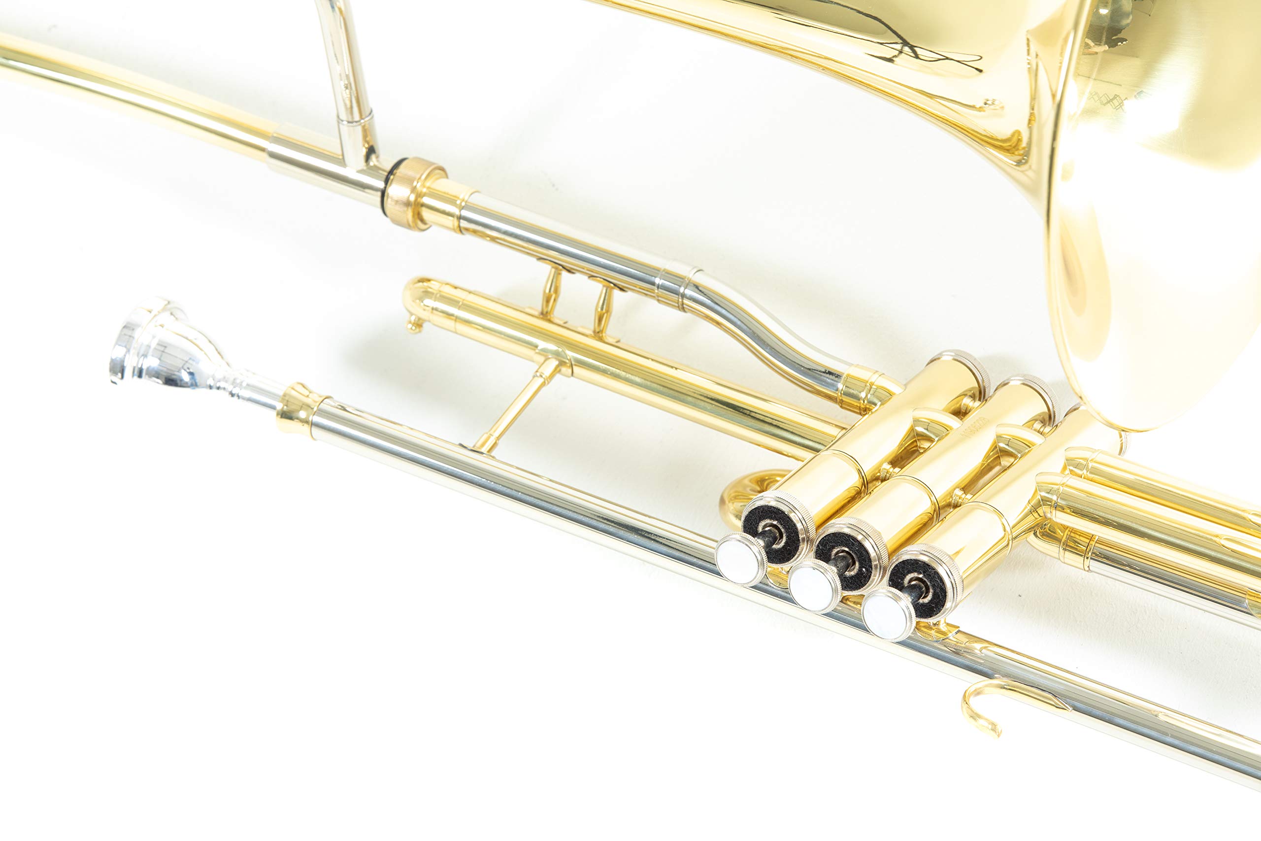 Roy Benson Bb valve trombone VT-227 (campana in ottone Premium da 8", tubo principale e archetto in alpacca, 3 valvole in acciaio inox, strumento di punta per musicisti professionisti)