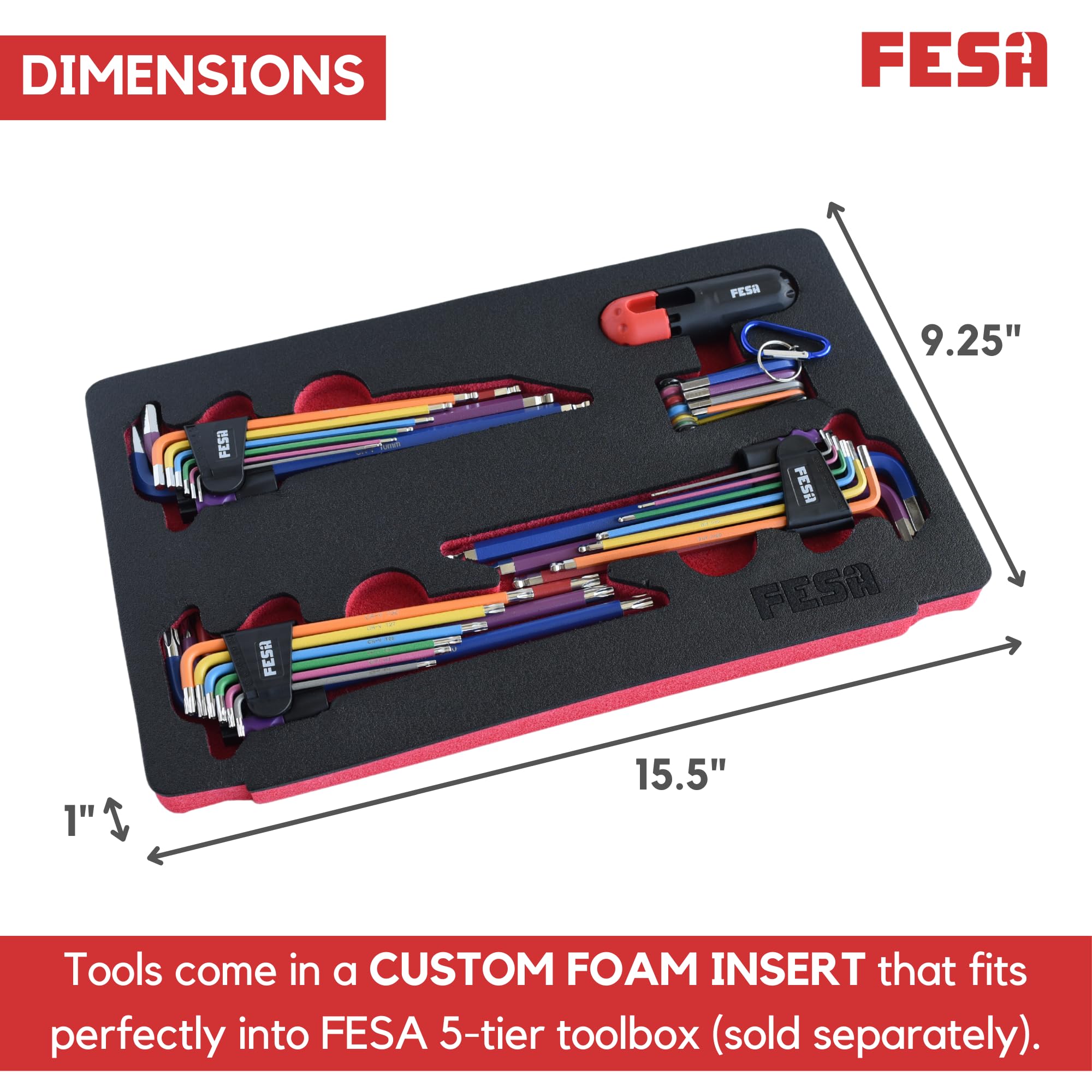 FESA Set completo di chiavi a brugola - Set di 29 chiavi a brugola Torx, standard e metriche con chiavi esagonali a sfera da micro a grandi - Set di chiavi a brugola Jumbo con strumento esagonale