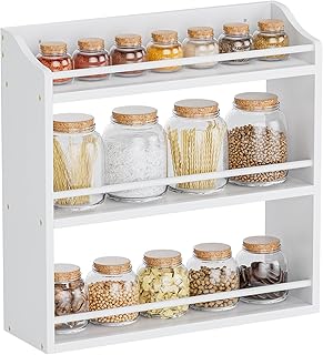 Sponsored You’re seeing this ad based on the product’s relevance to your search query.Learn more about this advertisement STELLSTAR Spice Rack Wall Mounted Freestanding Spice Organizer for Countertop Spice Storage Holder Bamboo Kitchen Cabinet Pantry Bathroom (White)
