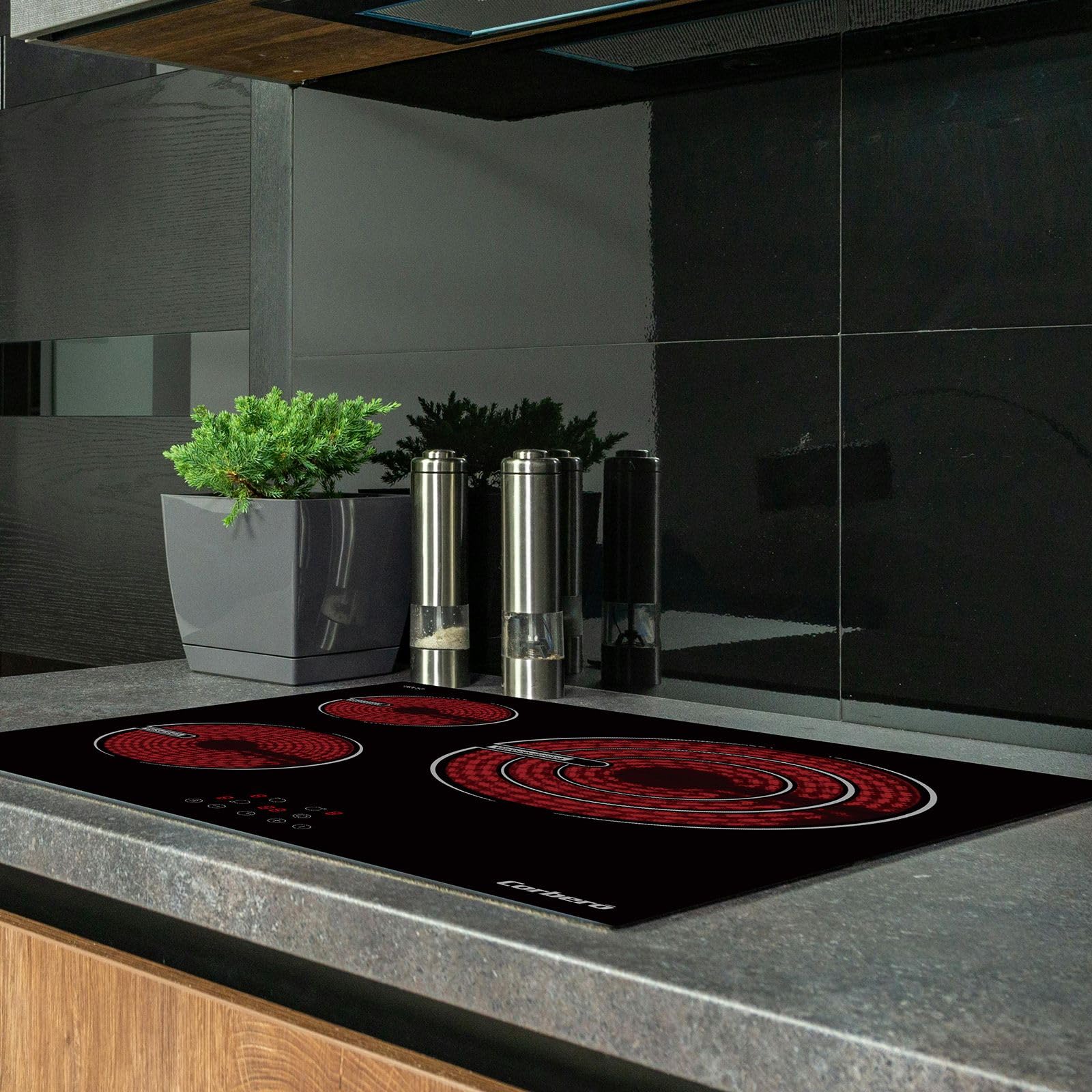 Corberó - Placa Vitrocerámica | CCVG3BL574 | 60 cm | 5700 W | 3 Zonas | Control Touch, Desconexión Automática, Bloqueo Infantil | Negro